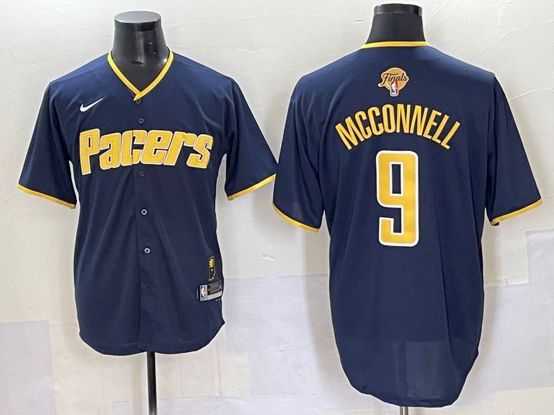 Men 2025 Indiana Pacers #9 Mcconnell Blue Joint Name NBA Jersey style 4